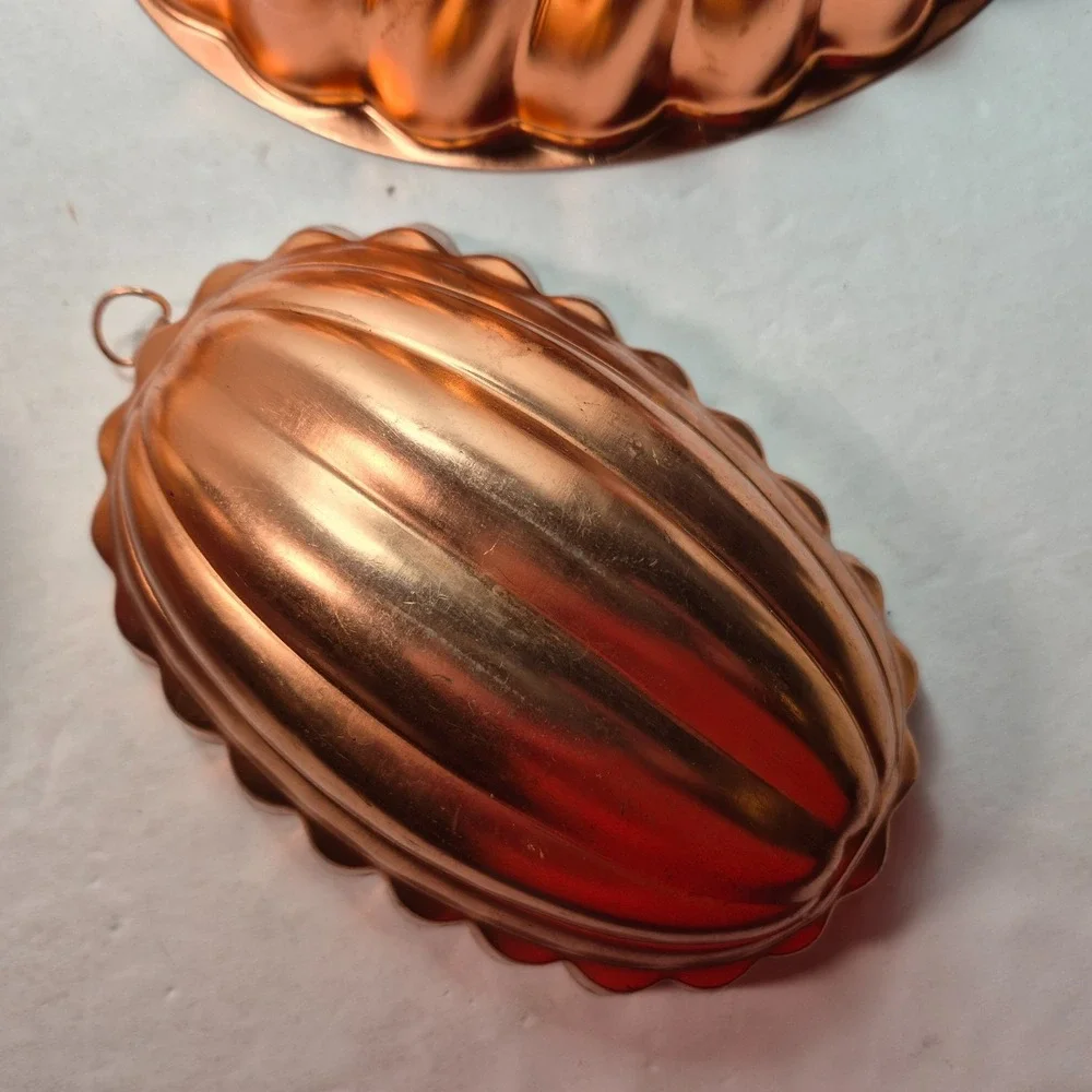 Copper Colored Aluminum Jello/Cake Molds Lot of 4 Grapes Shell Melon 8